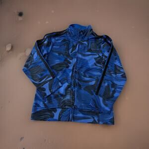 Boy's Adidas Blue Camo Full Zip Track Jacket Fit Pockets Athletic Size 5 Yr Old